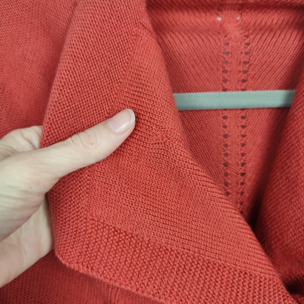 Oska Cardigan‎ Sweater Womens 1 US 6/8 Orange Red Asymmetrical 100% Virgin Wool - Picture 4 of 11